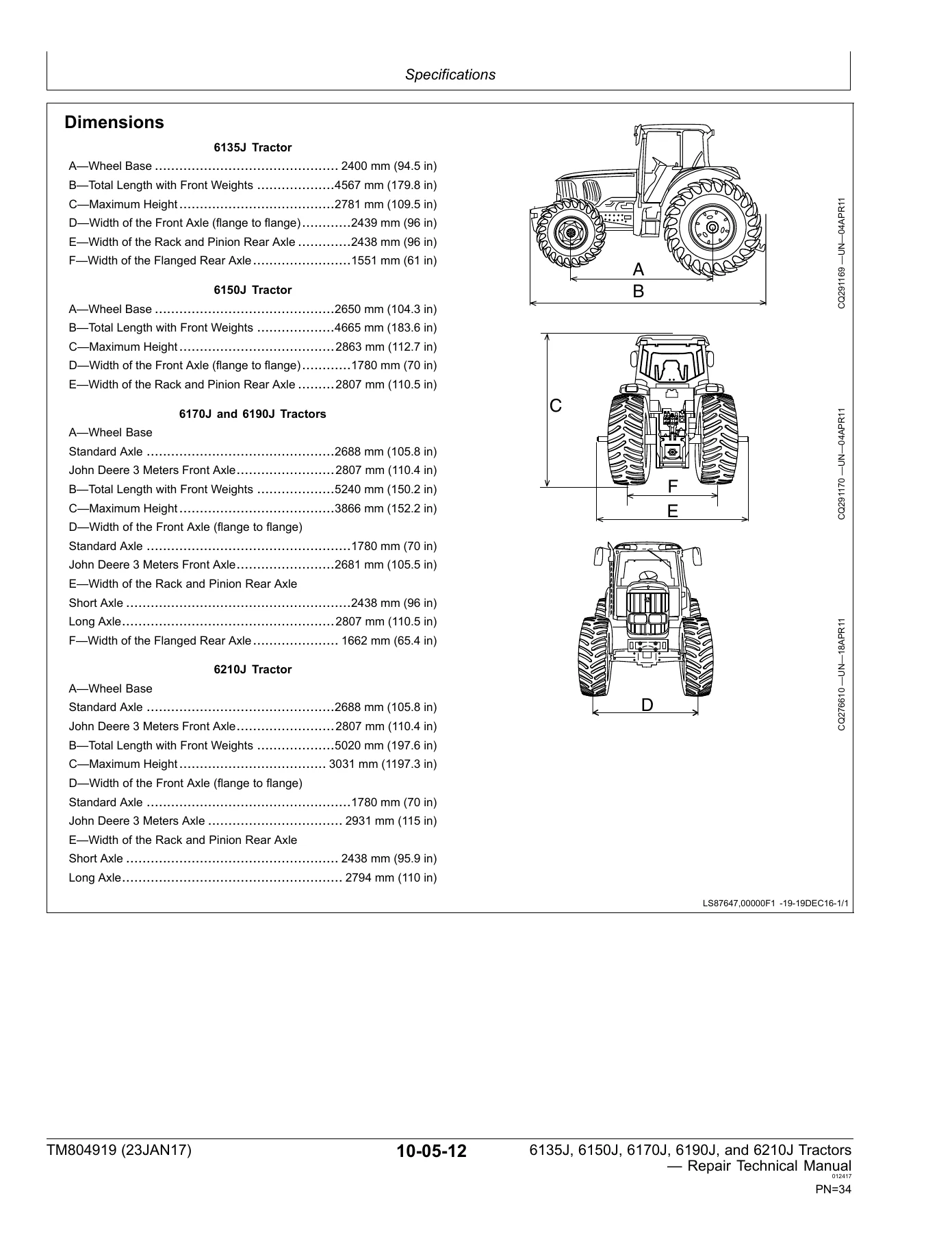 John Deere 6135J 6150J 6170J 6190J 6210J Repair Technical Manual TM804919 - Image 2