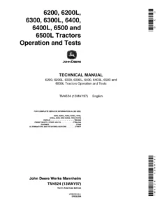 John Deere 6200 6300 6400 6500 and L Tractors Operation and Tests Technical Manual TM4524