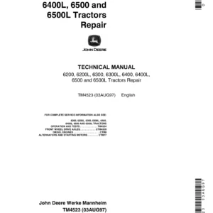 John Deere 6200 6300 6400 6500 and L Tractors Repair Technical Manual TM4523 - PDF Download