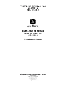 John Deere 700J Crawler Dozer Parts Catalog PC10040P 2015 PDF