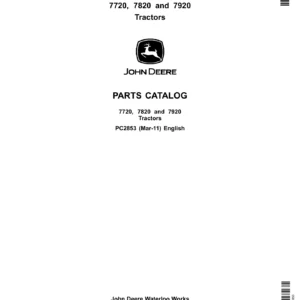 John Deere 7720 7820 7920 Tractors Parts Catalog Manual - PC2853 (March 2011 Edition)