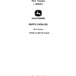 John Deere 7815 Tractor Parts Catalog PC9388 PDF Manual Download