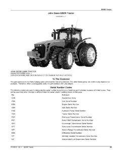 John Deere 8295R Tractor Parts Catalog PC10303 (June 2011) - Complete PDF Parts Manual