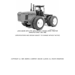 John Deere 8570, 8770, 8870, 8970 Tractors Parts Catalog PC2372