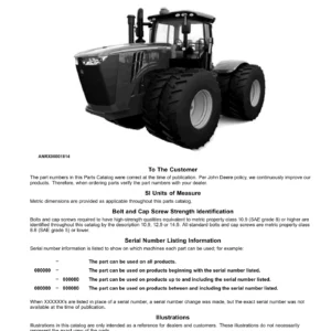 John Deere 9520R Tractor Parts Catalog PC12219 February 2015 PDF