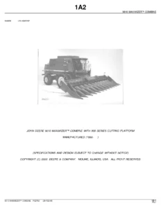 John Deere 9610 Maximizer Combine Parts Catalog PC2702 (2000) – PDF Download