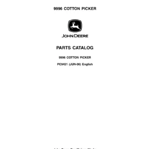 John Deere 9996 Cotton Picker Parts Catalog Manual PC9421