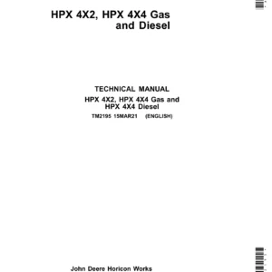 John Deere Gator HPX 4X2 4X4 Gas & Diesel Technical Service Manual TM2195 2021 PDF