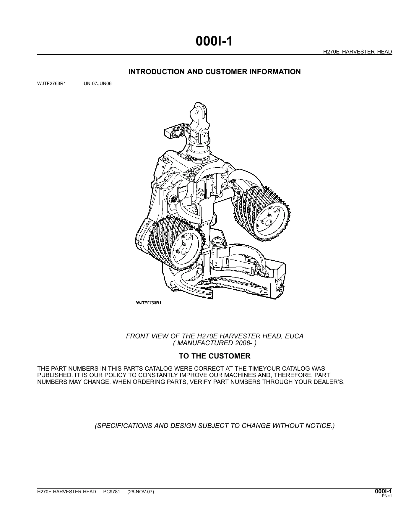 John Deere H270E Harvester Head Debarker Parts Catalog PC9781 - PDF Download - Image 2