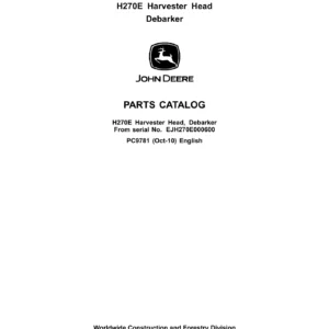 John Deere H270E Harvester Head Debarker Parts Catalog PC9781 - PDF Download