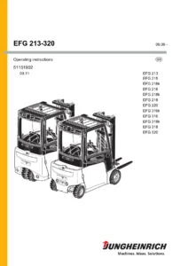 Jungheinrich EFG 213-320 Electric Forklift Operating Instructions Manual 51151902