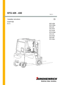Jungheinrich EFG 425-430 Electric Forklift Workshop Manual – EFG 535k-S50 & EFG S30 Series Repair PDF