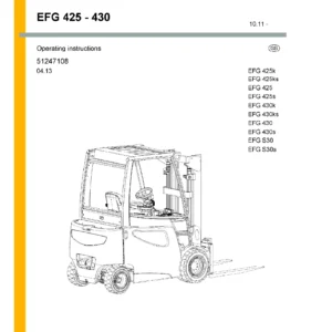 Jungheinrich EFG 425-430 Electric Forklift Workshop Manual – EFG 535k-S50 & EFG S30 Series Repair PDF