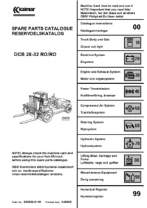 Kalmar DCB 28-32 RO/RO Forklift Spare Parts Catalogue 920936.0118 PDF Download