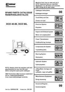 Kalmar DCD 40-80 & DCD 90L Parts Catalogue 920936.0108 PDF
