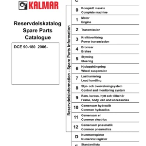 Kalmar DCE 90-180 Forklift 2006-Onwards Spare Parts Catalogue PDF