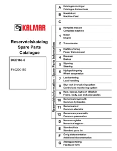 Kalmar DCE160-6 Spare Parts Catalogue F40200159 - PDF Download