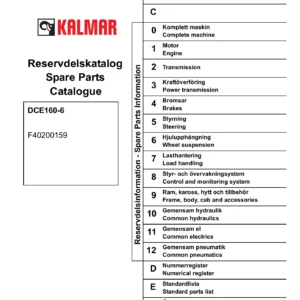 Kalmar DCE160-6 Spare Parts Catalogue F40200159 - PDF Download