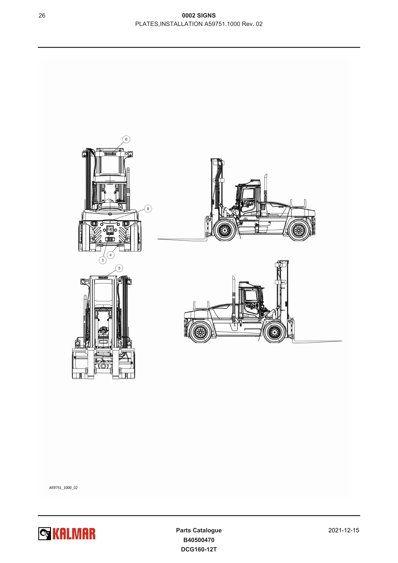 Kalmar DCG160-12T Forklift Truck Parts Catalogue B40500470 - Image 2