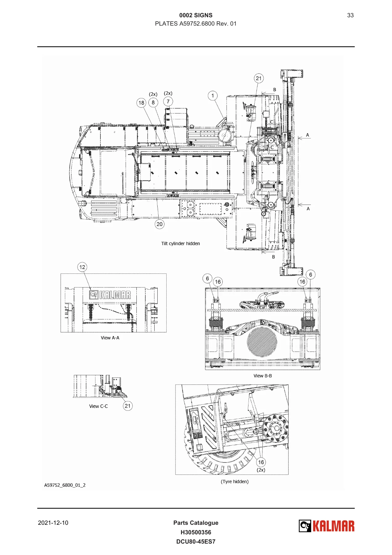 Kalmar DCU80-45ES7 Empty Container Handler Parts Catalogue H30500356 - 2021 PDF - Image 2