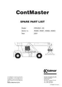Kalmar DRS4531-S5 Spare Parts Catalogue 2001 - Serial Numbers 45560, 45561, 45562, 45563