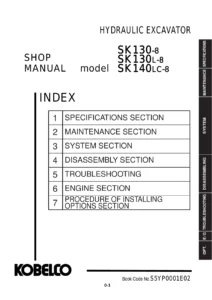 Kobelco SK130-8 SK130L-8 SK140LC-8 Shop Manual S5YP0001E02 Hydraulic Excavator Workshop PDF