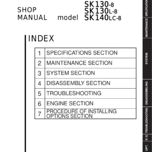 Kobelco SK130-8 SK130L-8 SK140LC-8 Shop Manual S5YP0001E02 Hydraulic Excavator Workshop PDF