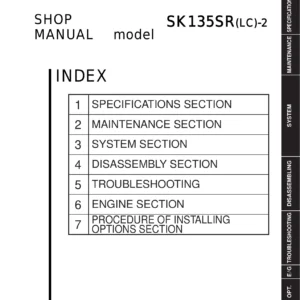 Kobelco SK135SR-2 SK135SRLC-2 Shop Manual S5YY0021E01 Hydraulic Excavator Service Guide