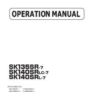 Kobelco SK135SR-7 SK140SRLC-7 SK140SRL-7 Excavator Operation Manual 2020