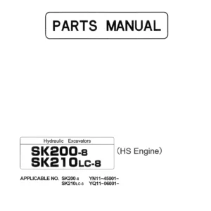 Kobelco SK200-8 SK210LC-8 Hydraulic Excavator Parts Manual - HS Engine PDF