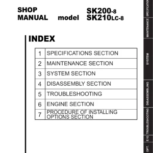 Kobelco SK200-8 SK210LC-8 Shop Manual S5YN0029E04 Hydraulic Excavator Repair Guide