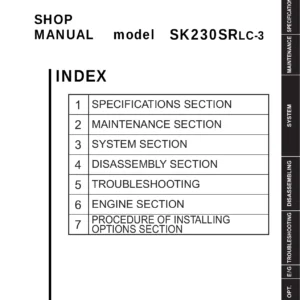 Kobelco SK230SRLC-3 Hydraulic Excavator Shop Manual S5YB0018E02 (2017)