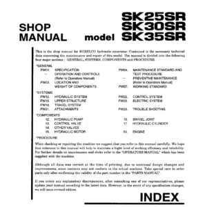 Kobelco SK25SR SK30SR SK35SR Hydraulic Excavator Shop Manual PDF