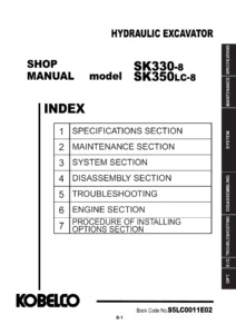 Kobelco SK330-8 SK350LC-8 Hydraulic Excavator Shop Manual S5LC0011E02