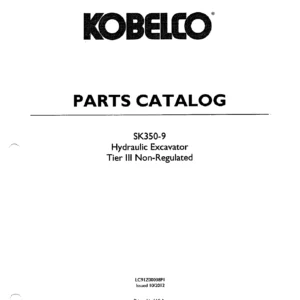 Kobelco SK350-9 Hydraulic Excavator Parts Catalog - Tier III Non-Regulated PDF