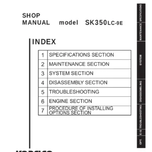 Kobelco SK350LC-9E Hydraulic Excavator Shop Manual S5LC0033E04