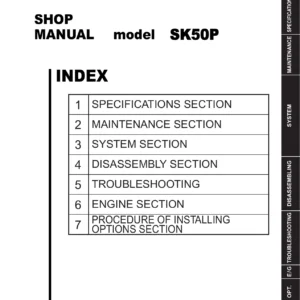 Kobelco SK50P Hydraulic Excavator Shop Manual S5PS0010E01 PS02-00101~ PDF