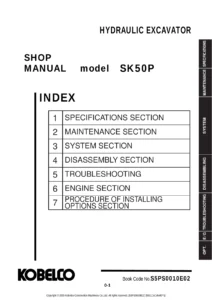 Kobelco SK50P Hydraulic Excavator Shop Manual S5PS0010E02 PDF