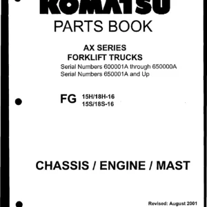 Komatsu AX Series Forklift Trucks Parts Book PM078-MC - FG15H FG18H FG15S FG18S Chassis Engine Mast