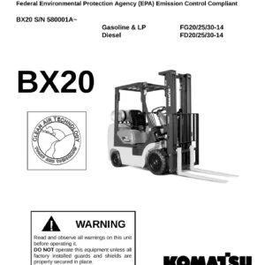 Komatsu BX20 Series Forklift Parts Manual DIC 2005 - FG20/25/30-14 & FD20/25/30-14 PDF