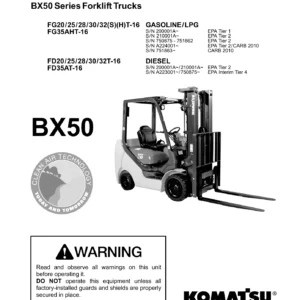 Komatsu BX50 Series Forklift Engine Parts Manual - FG20-35 & FD20-35 Volume 1 PM240 2015