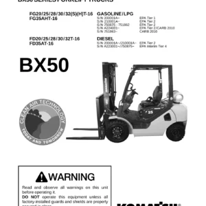 Komatsu BX50 Series Forklift Service Manual - Gas LPG Diesel FG20-FG35A FD20-FD35A Repair Guide