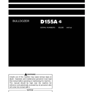 Komatsu D155A-6 Bulldozer Operation & Maintenance Manual (SN 85180 & Up) - PDF Download