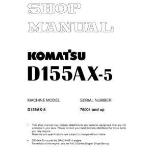 Komatsu D155AX-5 Dozer Shop Manual SEBM034803 - Full PDF Download