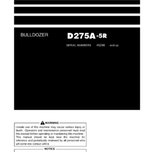 Komatsu D275A-5R Bulldozer Operation & Maintenance Manual - PDF Download