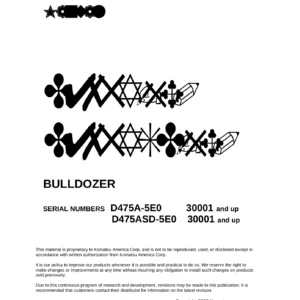 Komatsu D475A-5EO D475ASD-5EO Bulldozer Shop Manual PDF (Serial 30001 & Up)
