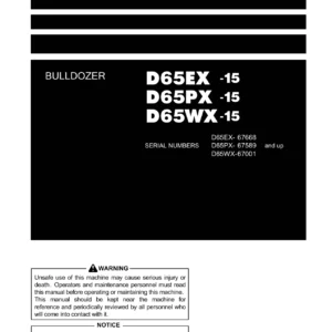 Komatsu D65EX-15 D65PX-15 D65WX-15 Bulldozer Operation & Maintenance Manual - PEN00052-04