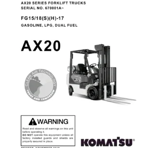 Komatsu FG15 FG18 AX20 Series Forklift Parts Catalog Manual - SN 670001A and Up