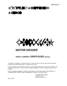 Komatsu GD675-3E0 Motor Grader Operation & Maintenance Manual