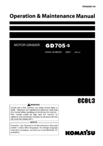 Komatsu GD705-5 Motor Grader Operation & Maintenance Manual - Serial 26001 and Up